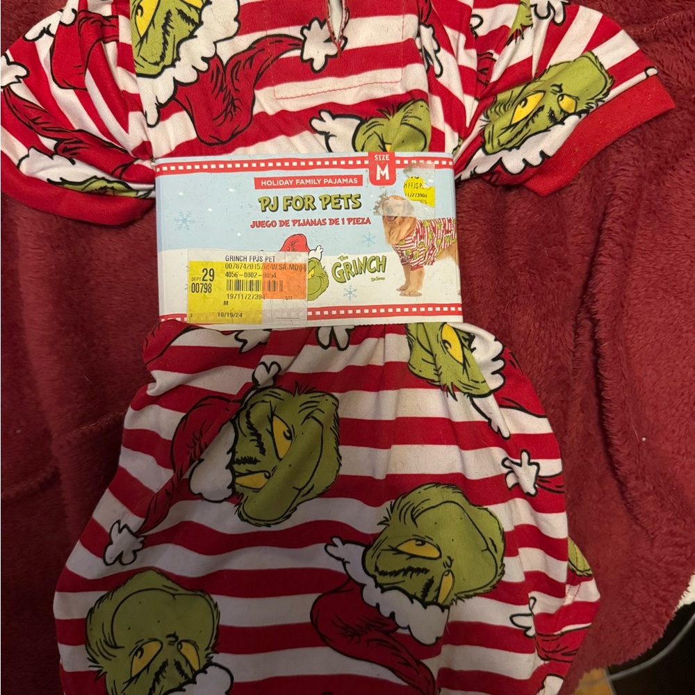 Grinch Pet Pajamas Red and White size M